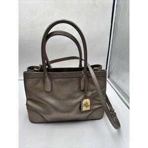 RLL Ralph Lauren Fairfield City Shopper Shoulder Metallic Satchel Handbag Purse